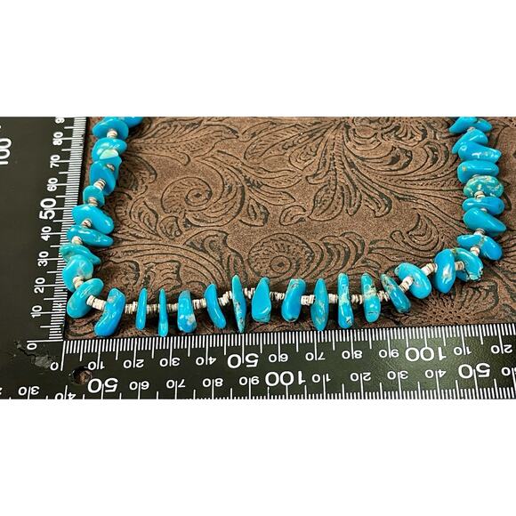 Vintage Native American Navajo Graduated Turquoise and Heishi Bead Necklace 24” - Picture 13 of 15